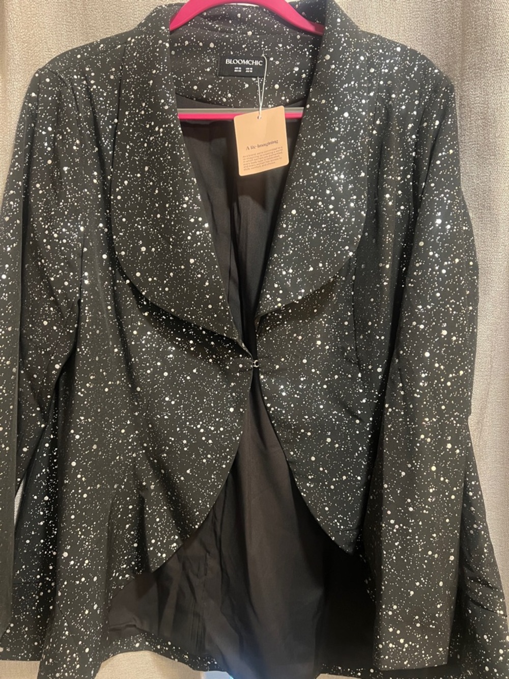 BloomChic Black Jacket with White Speckle Print